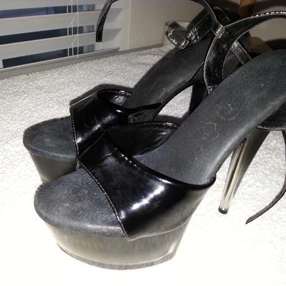Black Two Strap Seychelle Dancer high heels worn - Picture 9 of 13